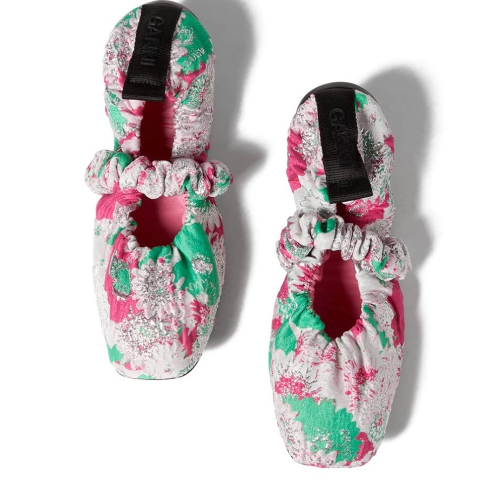 🌺GANNI Soft Square Toe Scrunchie Ballerina Flat
